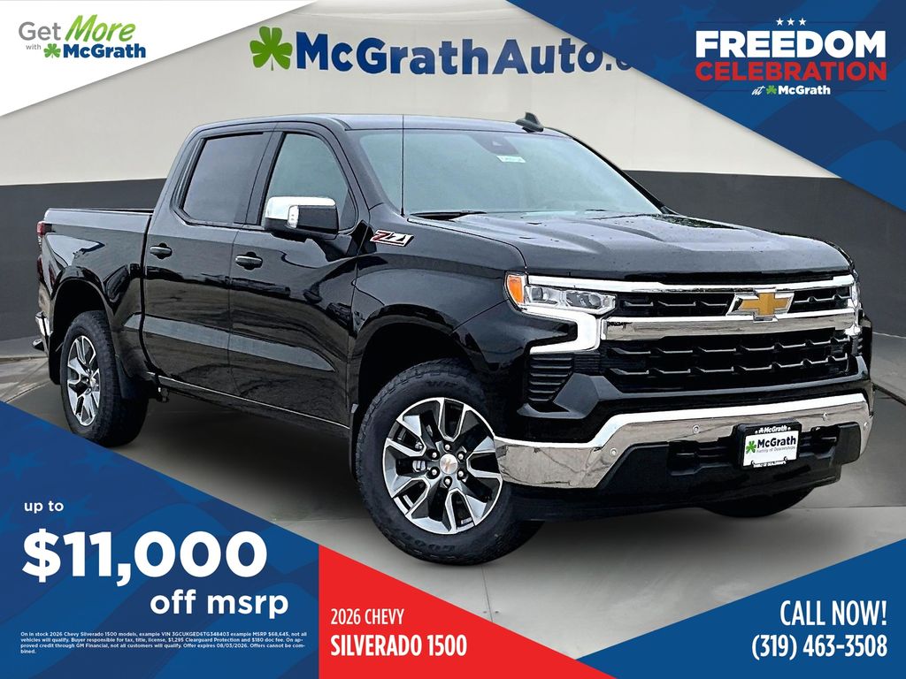 Black 2026 Chevrolet Silverado 1500 Pickup Truck Four-Wheel Drive Automatic