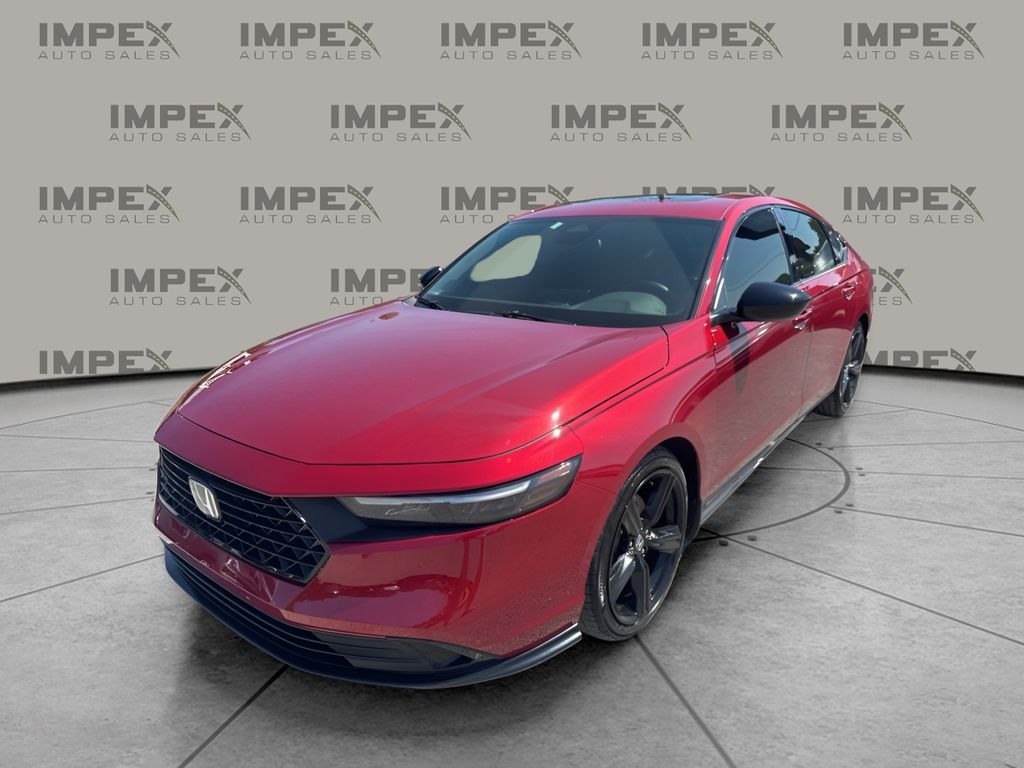 Radiant Red Metallic 2024 Honda Accord Hybrid Sport-L FWD Sedan Front-Wheel Drive Continuously Variable Transmission