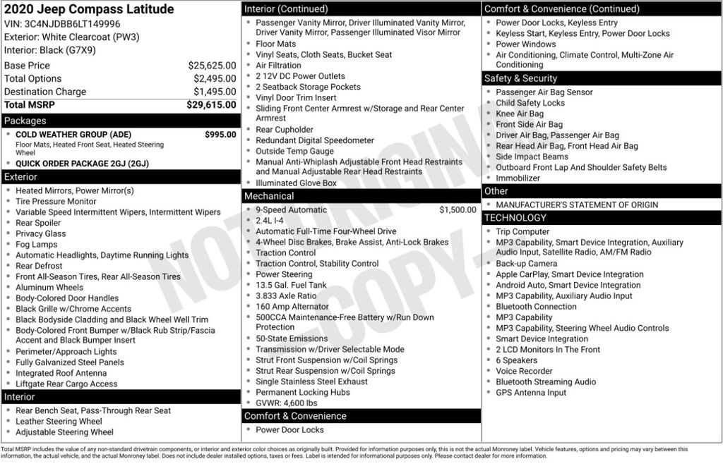 2020 Jeep Compass Latitude White Clearcoat - Grieco Acura - Image 6