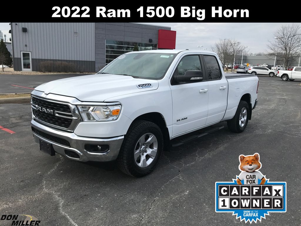 Bright White Clearcoat 2022 RAM 1500 Big Horn Quad Cab 4WD Pickup Truck Four-Wheel Drive 8-Speed Automatic