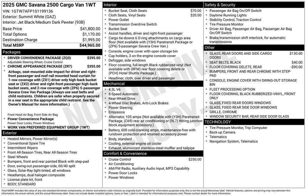 Used 2025 GMC Savana 2500 Van