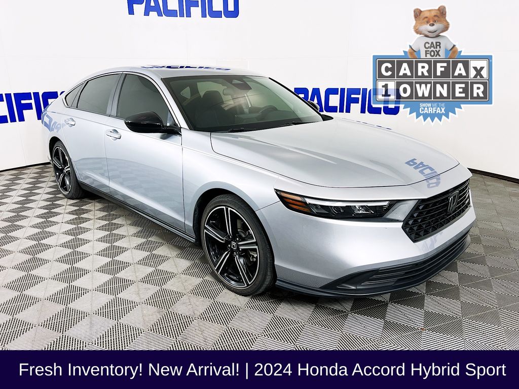 Silver 2024 Honda Accord Hybrid Sport FWD Sedan Front-Wheel Drive Continuously Variable Transmission