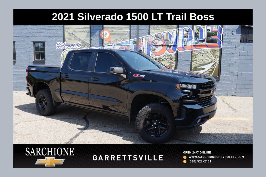 Black 2021 Chevrolet Silverado 1500 Pickup Truck Four-Wheel Drive Automatic