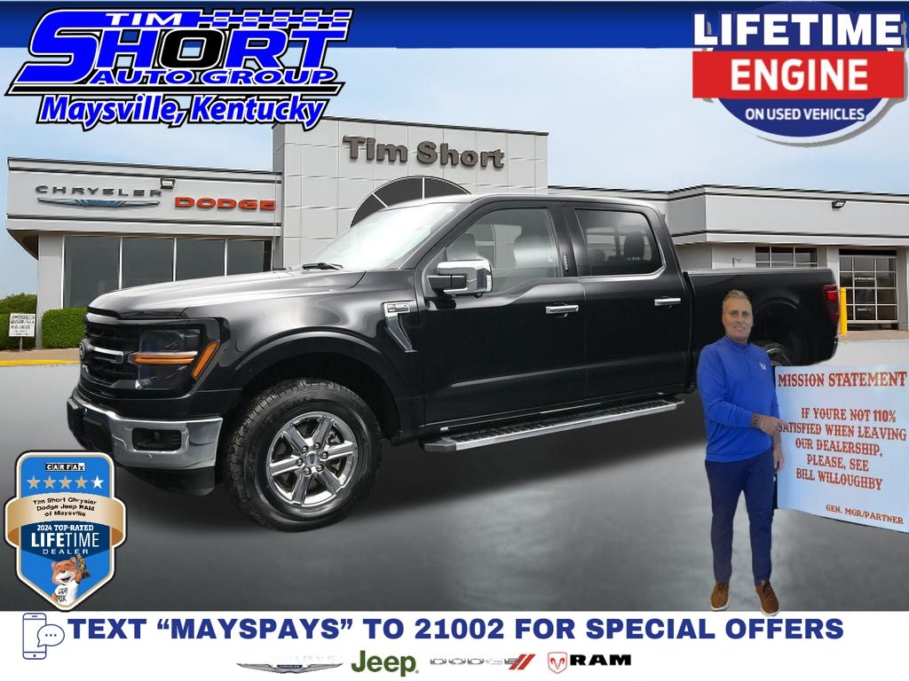 Agate Black Metallic 2024 Ford F-150 XLT SuperCrew 4WD Pickup Truck Four-Wheel Drive Automatic