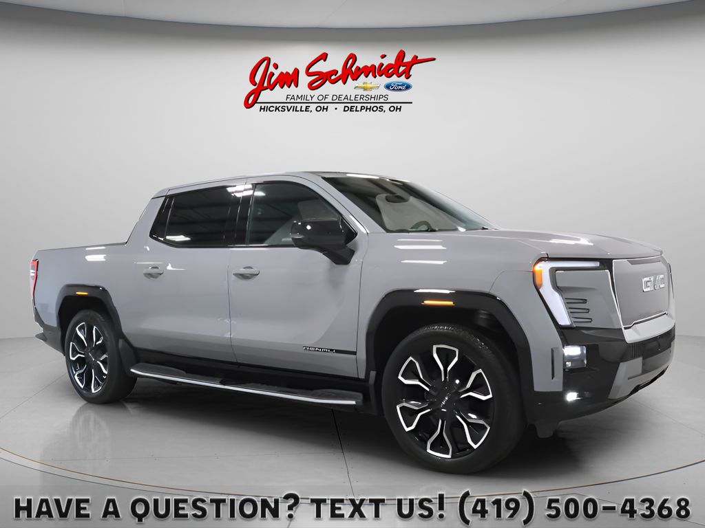 Thunderstorm Gray 2025 GMC Sierra EV Denali Crew Cab (Max Range) e4WD Pickup Truck All-Wheel Drive 1-Speed Automatic