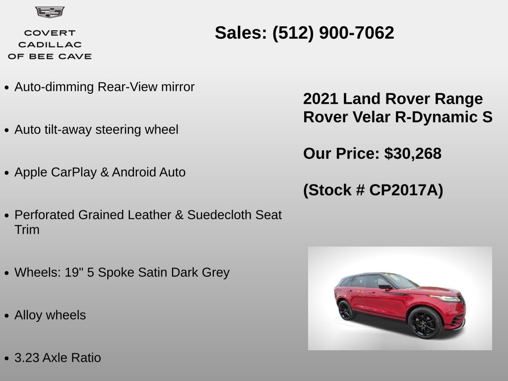 Used Car 2021 Land Rover Range Rover Velar  P250 R-dynamic S For Sale Under $35,000 In Austin, Texas