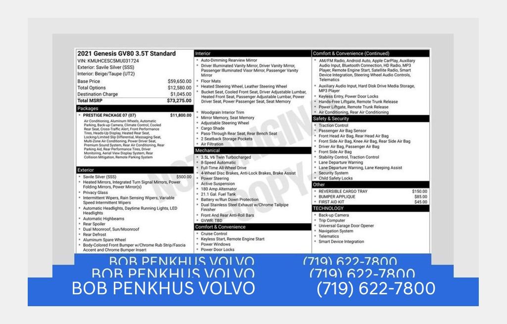 2021 Genesis GV80 3.5T Prestige AWD