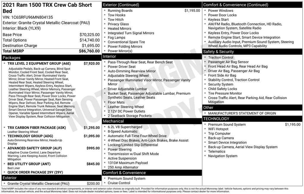 Used Car 2021 Ram 1500  Trx For Sale Under $80,000 In Austin, Texas