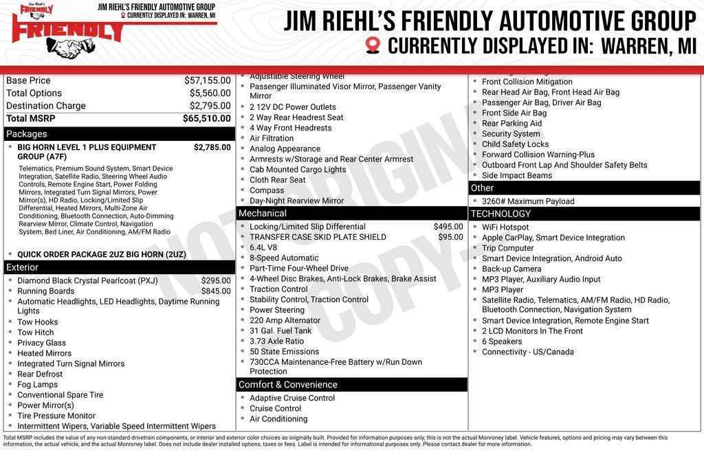 Diamond Black Crystal Pearlcoat 2026 RAM 2500 Pickup Truck Four-Wheel Drive 8-Speed Automatic