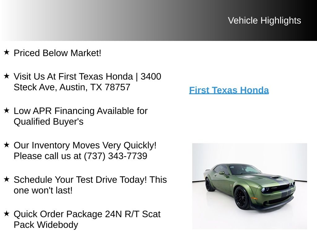Used Car 2021 Dodge Challenger  R/t Scat Pack Widebody For Sale Under $50,000 In Austin, Texas