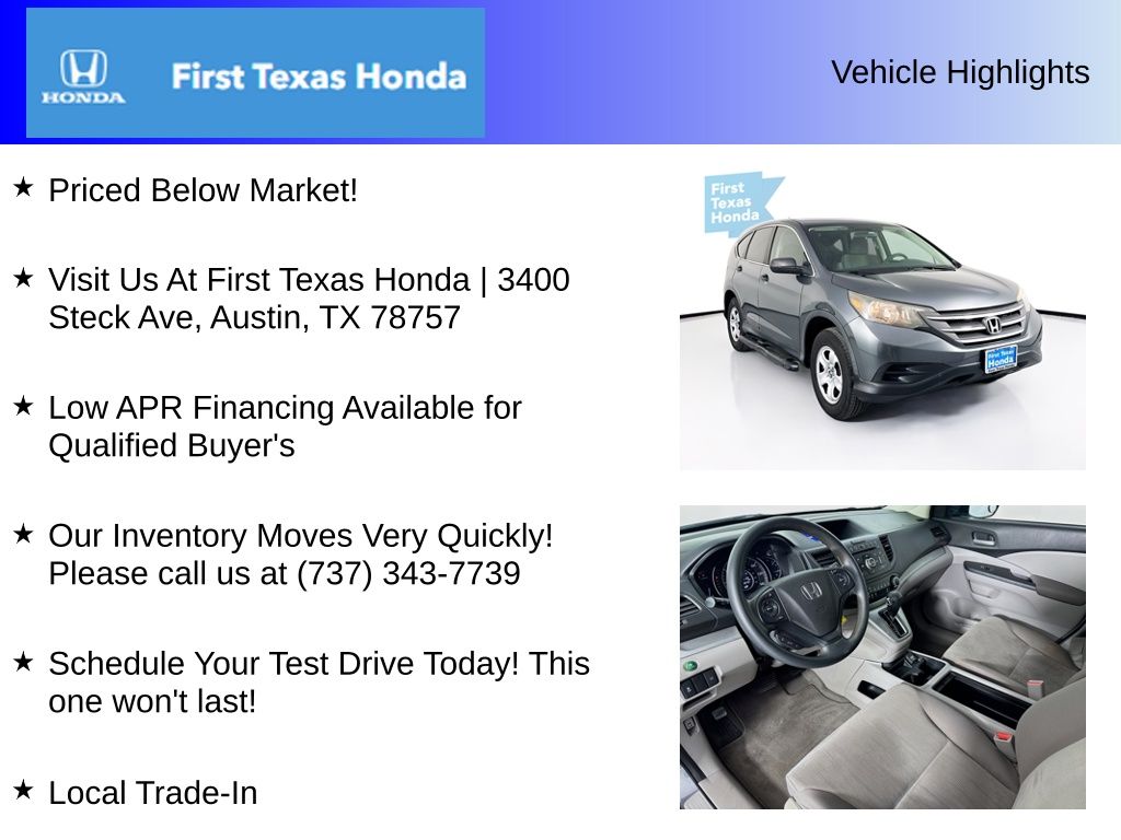 Used Car 2014 Honda Cr-v  Lx For Sale Under $10,000 In Austin, Texas