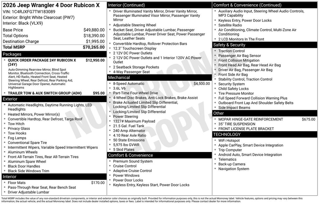 new 2026 Jeep Wrangler car, priced at $61,340