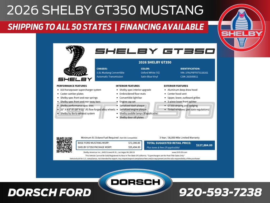 new 2026 Ford Mustang car, priced at $121,884