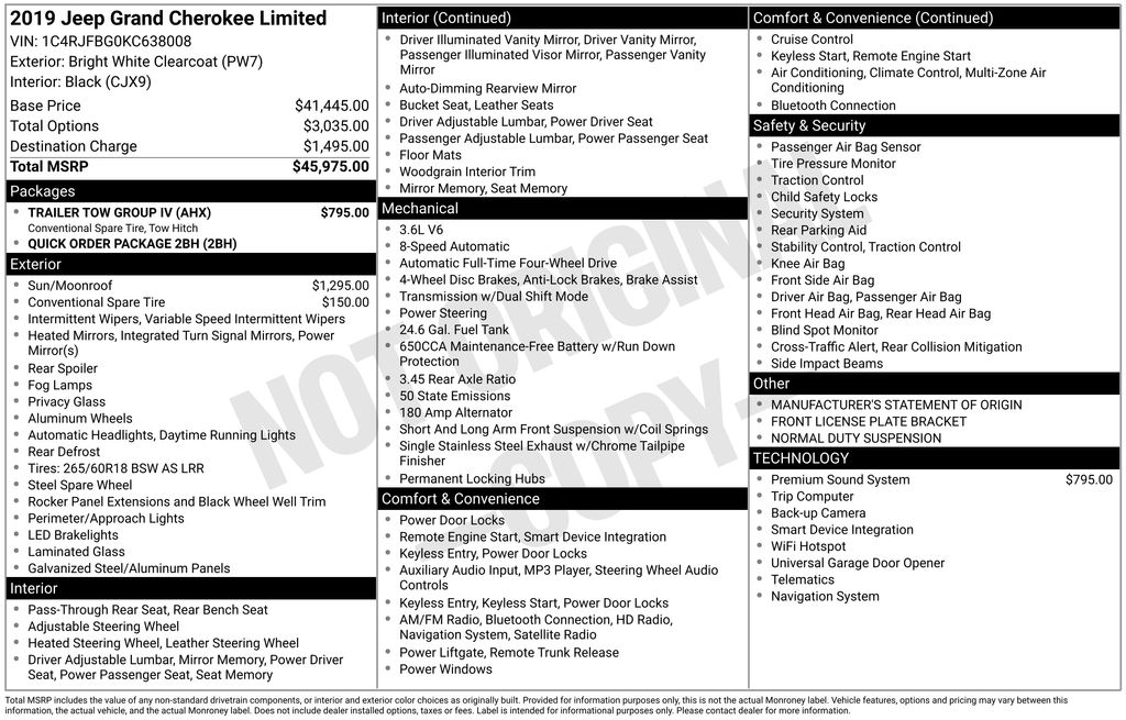 Used Car 2019 Jeep Grand Cherokee  Limited For Sale Under $20,000 In Austin, Texas