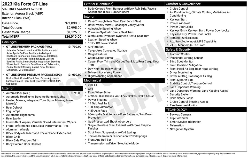 Used Car 2023 Kia Forte  Gt-line For Sale Under $20,000 In Austin, Texas