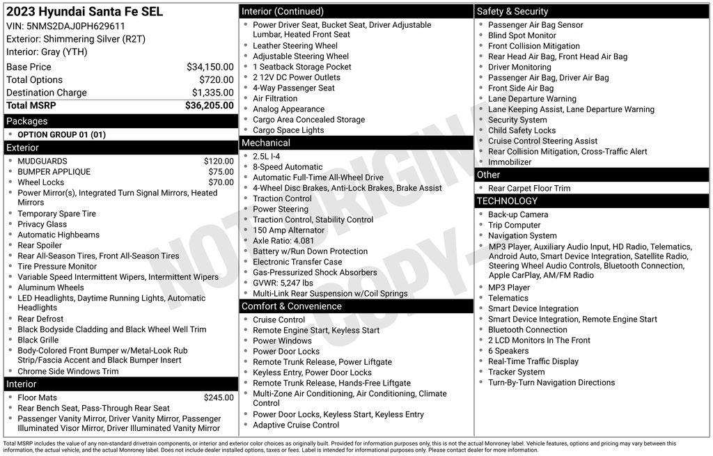 Used 2023 Silver Hyundai SEL image 2