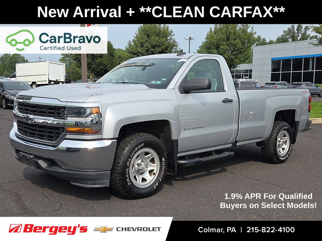 Silver Ice Metallic 2016 Chevrolet Silverado 1500 Pickup Truck Four-Wheel Drive 6-Speed Automatic Overdrive