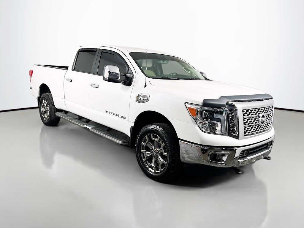 Pearl White 2018 Nissan Titan Pickup Truck Four-Wheel Drive 7-Speed Automatic
