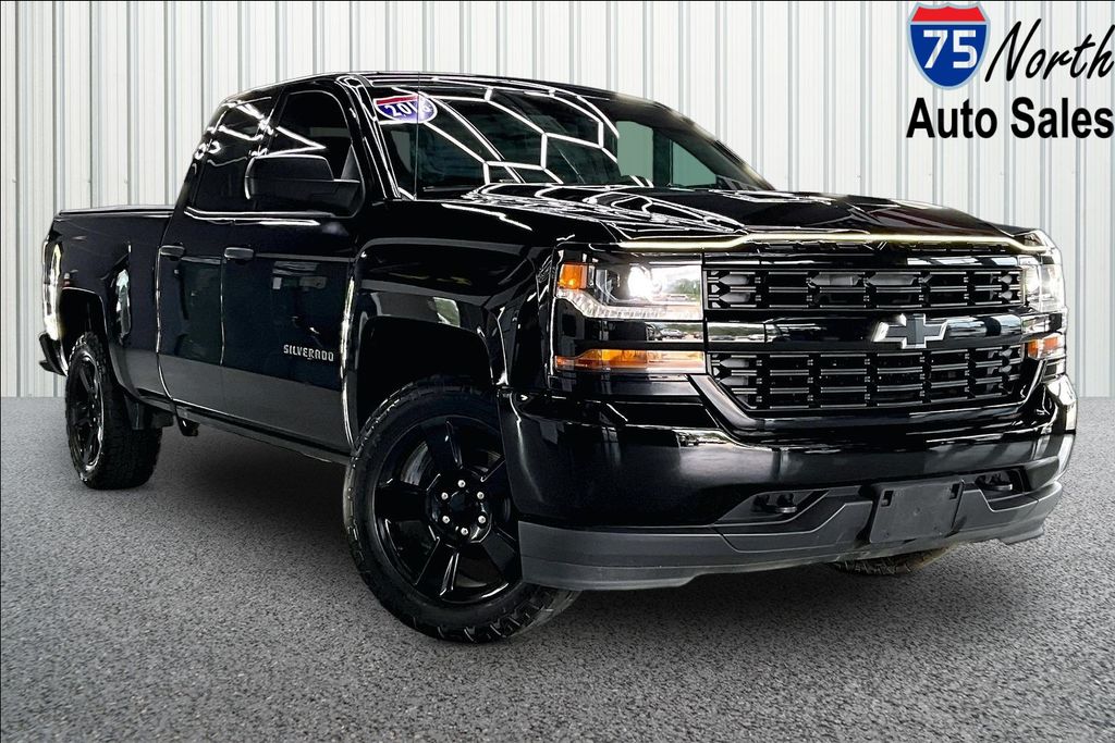 Black 2016 Chevrolet Silverado 1500 Custom Double Cab 4WD Pickup Truck Four-Wheel Drive 6-Speed Automatic Overdrive