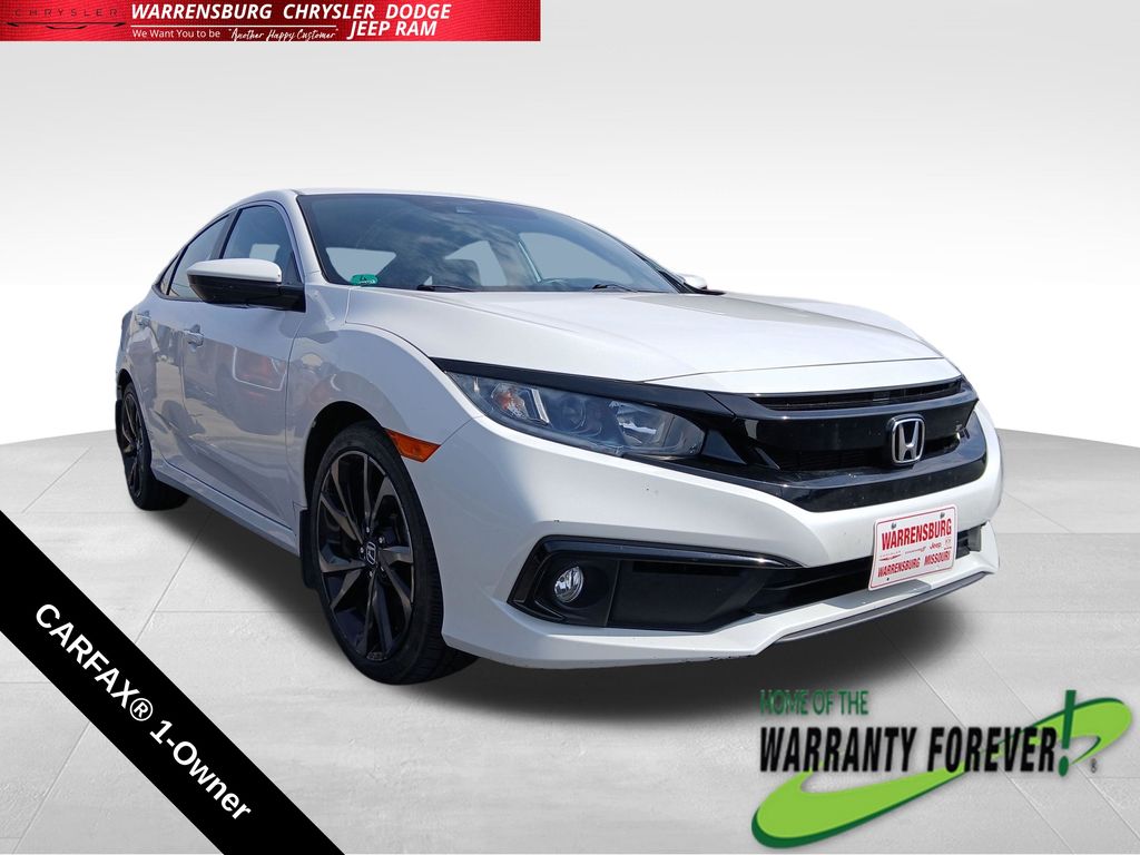 Platinum White Pearl 2019 Honda Civic Sport FWD Sedan Front-Wheel Drive Continuously Variable Transmission