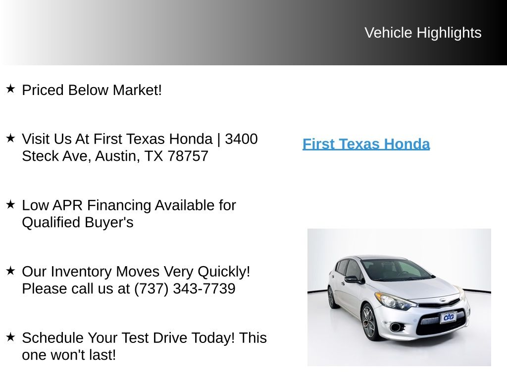 Used Car 2015 Kia Forte5  Sx For Sale Under $10,000 In Austin, Texas