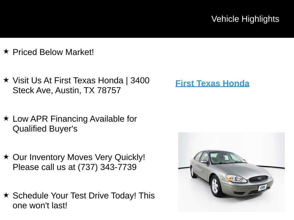 Used Car 2004 Ford Taurus  Ses For Sale Under $10,000 In Austin, Texas