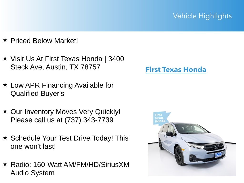 Used Car 2025 Honda Odyssey  Sport-l For Sale Under $40,000 In Austin, Texas