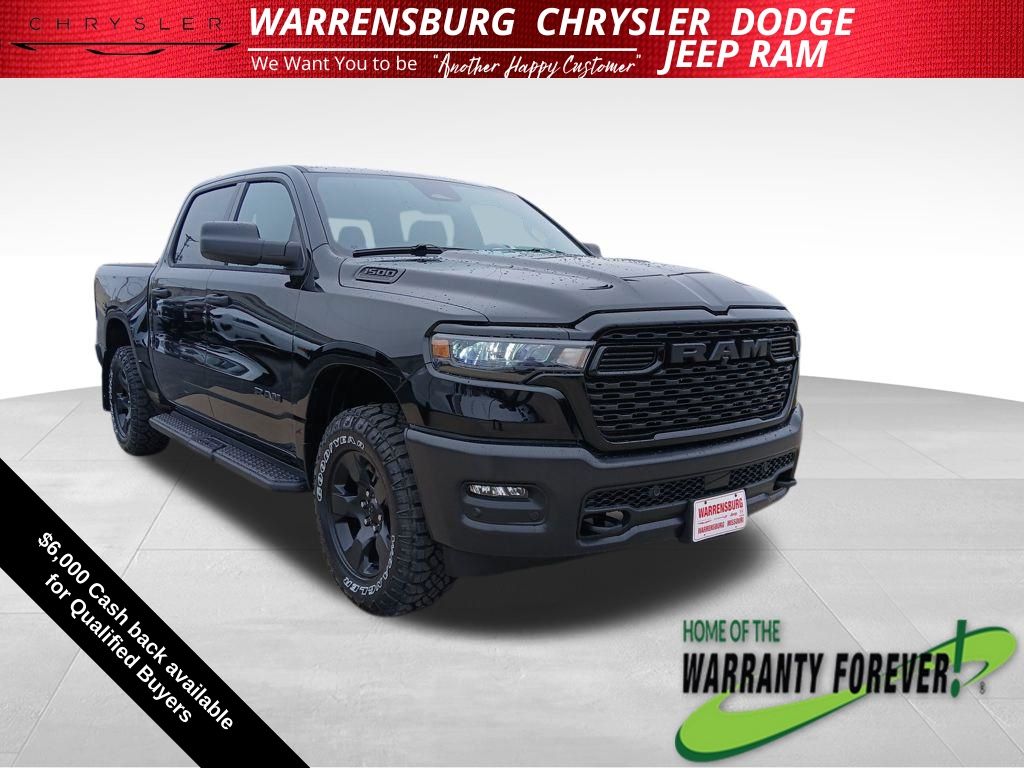 Diamond Black Crystal Pearlcoat 2026 RAM 1500 Warlock Crew Cab 4WD Pickup Truck Four-Wheel Drive 8-Speed Automatic