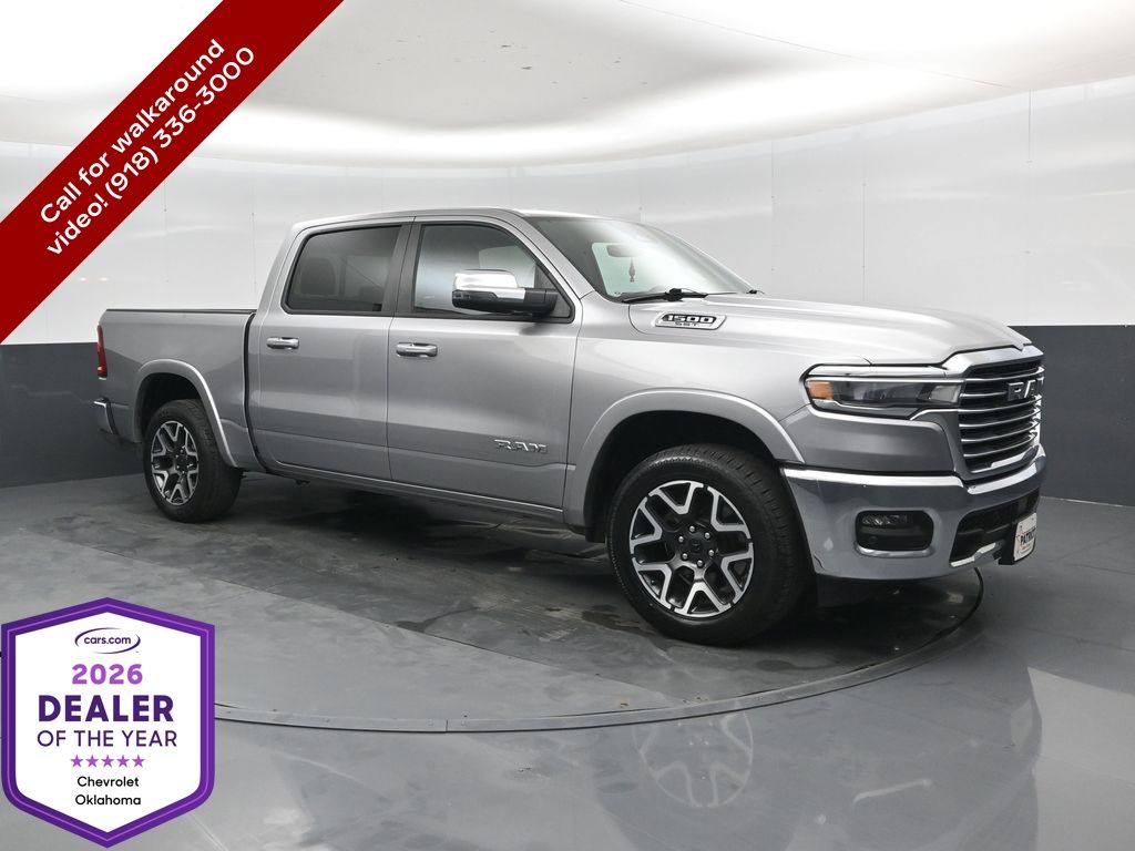 Billet Silver Metallic Clearcoat 2025 RAM 1500 Laramie Crew Cab 4WD Pickup Truck Four-Wheel Drive 8-Speed Automatic