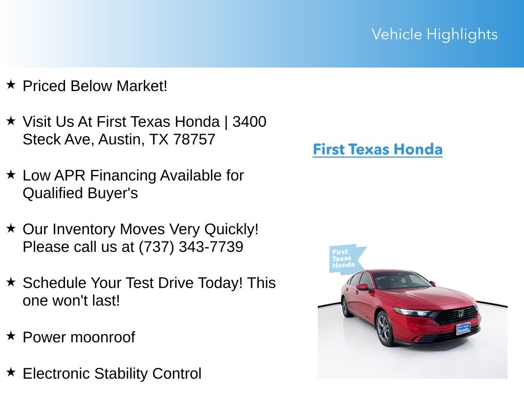Used Car 2023 Honda Accord  Ex For Sale Under $25,000 In Austin, Texas