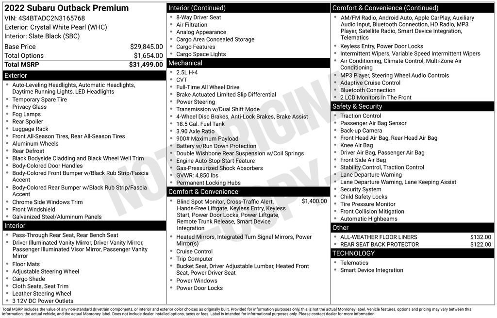 Used Car 2022 Subaru Outback  Premium For Sale Under $30,000 In Austin, Texas