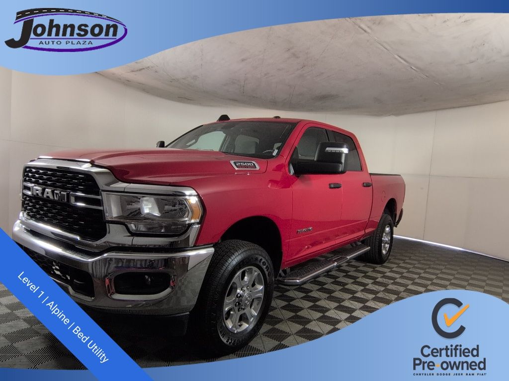 Flame Red Clearcoat 2024 RAM 2500 Big Horn Crew Cab 4WD Pickup Truck Four-Wheel Drive 8-Speed Automatic