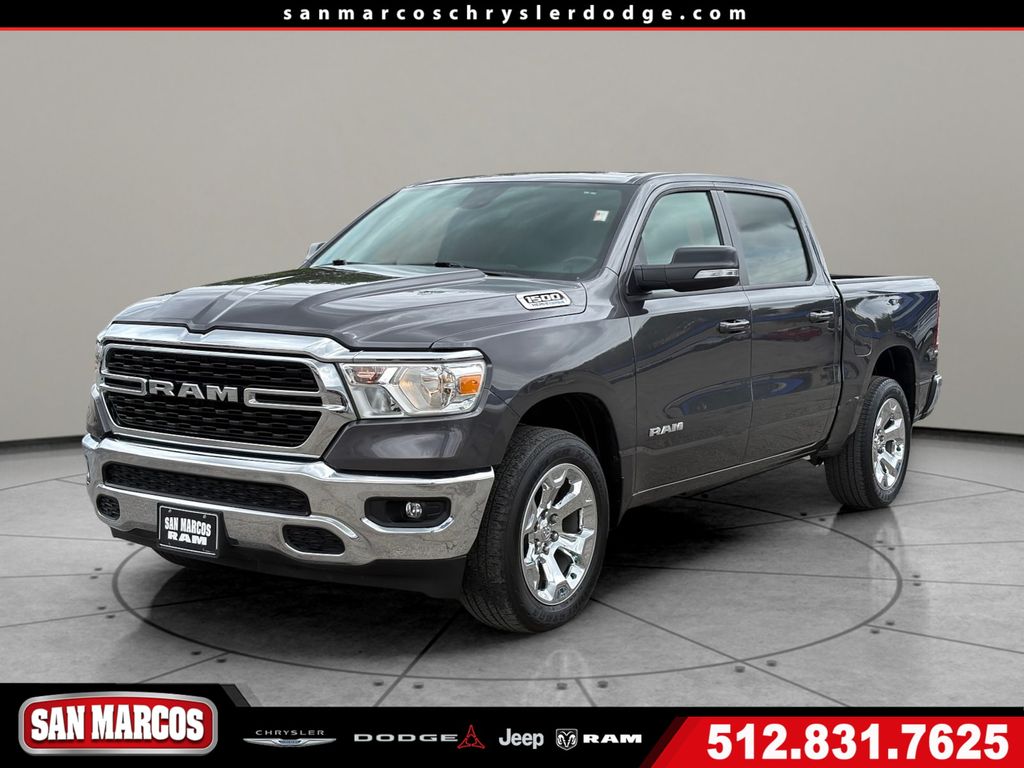 Gray (Granite Crystal Metallic Clearcoat) 2022 RAM 1500 Big Horn Crew Cab 4WD Pickup Truck Four-Wheel Drive 8-Speed Automatic