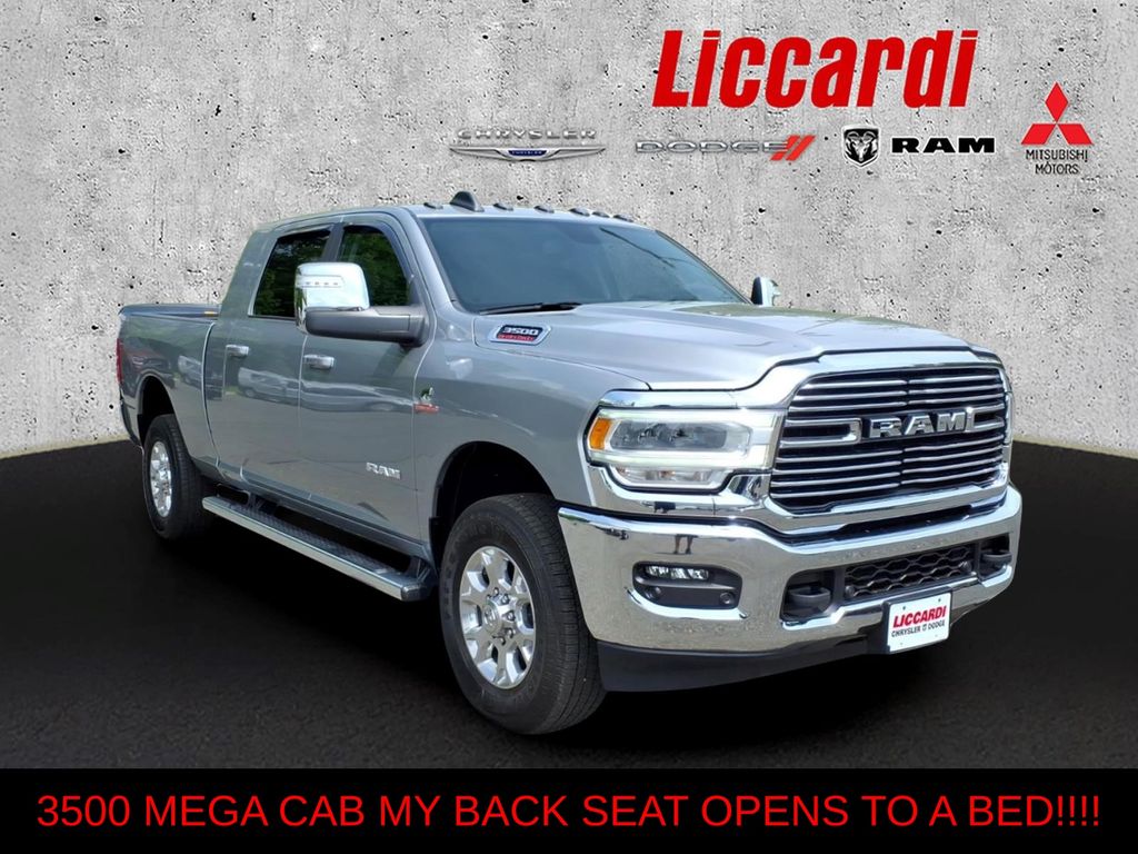 Billet Silver Metallic Clearcoat 2024 RAM 3500 Laramie Mega Cab 4WD Pickup Truck Four-Wheel Drive 6-Speed Automatic