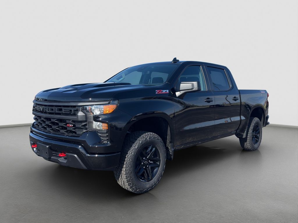 Black 2026 Chevrolet Silverado 1500 Custom Trail Boss Crew Cab 4WD Pickup Truck Four-Wheel Drive Automatic