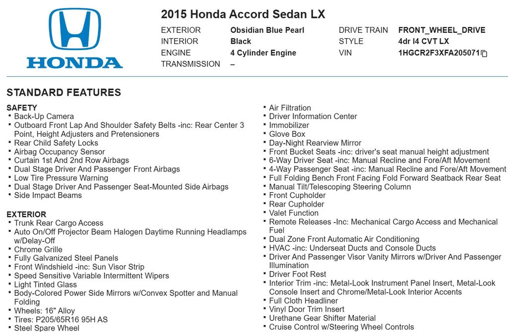 2015 Honda Accord LX 19