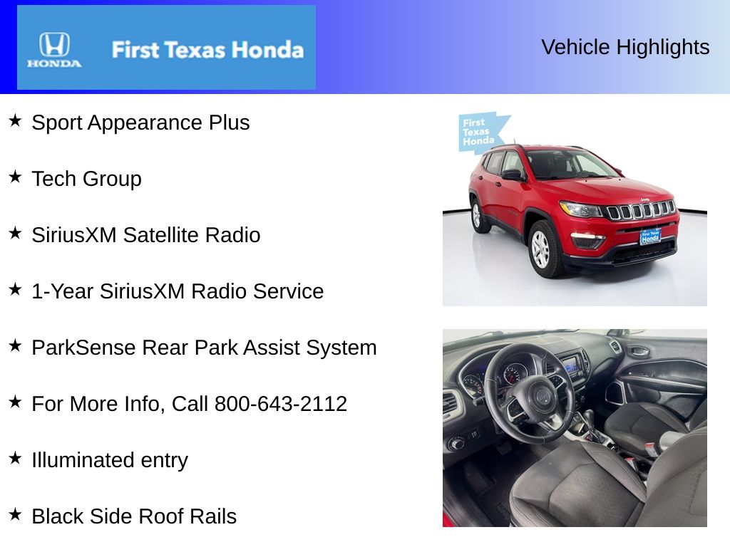 Used Car 2017 Jeep New Compass  Sport For Sale Under $12,000 In Austin, Texas