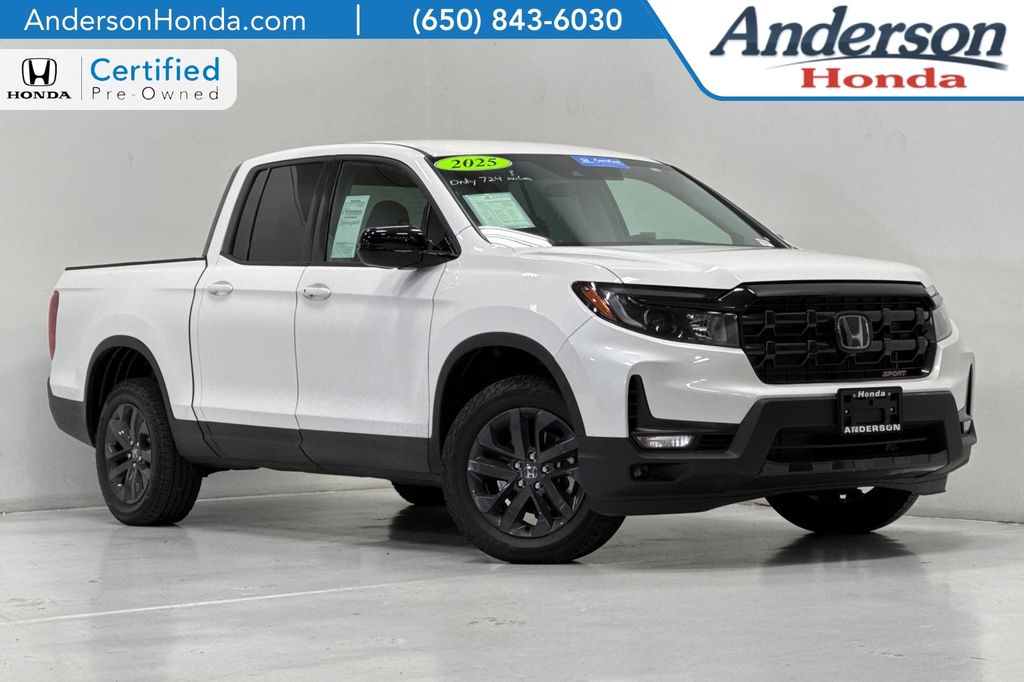 Platinum White Pearl 2025 Honda Ridgeline Pickup Truck All-Wheel Drive 9-Speed Automatic