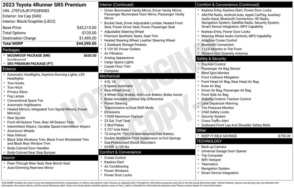 Used Car 2023 Toyota 4runner  Sr5 Premium For Sale Under $50,000 In Austin, Texas