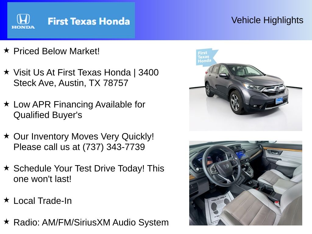 Used Car 2019 Honda Cr-v  Ex-l For Sale Under $25,000 In Austin, Texas