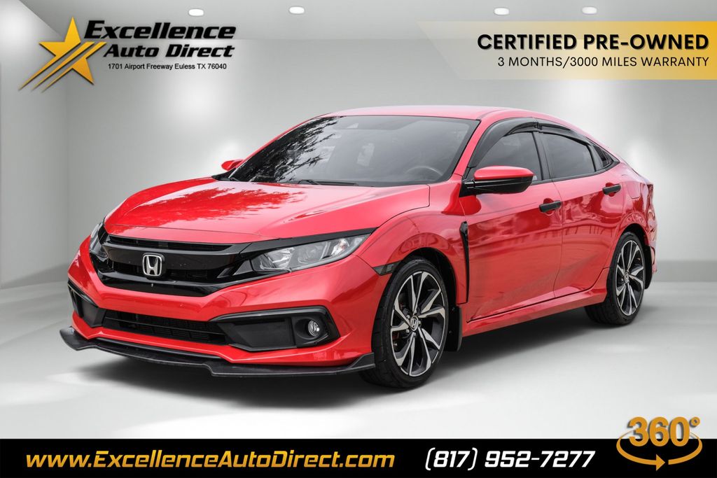 Red 2021 Honda Civic Sedan Front-Wheel Drive Continuously Variable Transmission