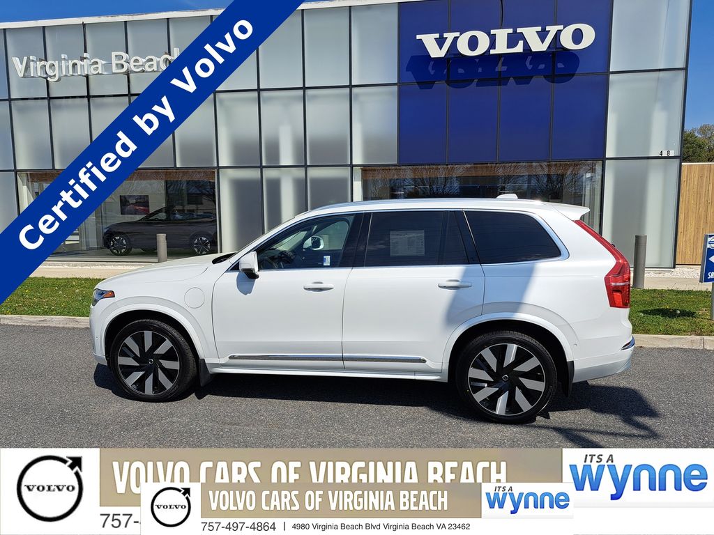 Crystal White 2023 Volvo XC90 Recharge T8 Ultimate Bright Theme 7-Passenger eAWD SUV / Crossover All-Wheel Drive Automatic