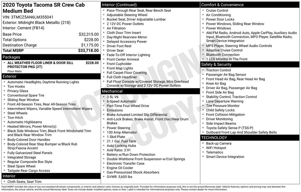 Used 2020 Toyota Tacoma SR 4D Double Cab