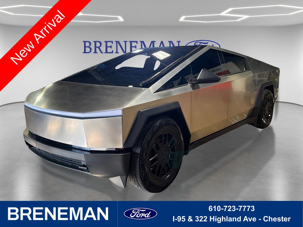 Gray (Ultra-Hard Stainless Steel) 2025 Tesla Cybertruck Crew Cab AWD Pickup Truck All-Wheel Drive 1-Speed Automatic