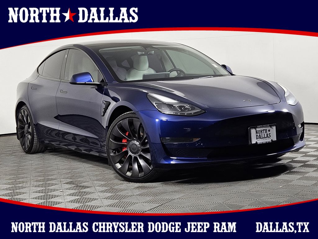 Deep Blue Metallic 2022 Tesla Model 3 Performance AWD Sedan All-Wheel Drive 1-Speed Automatic