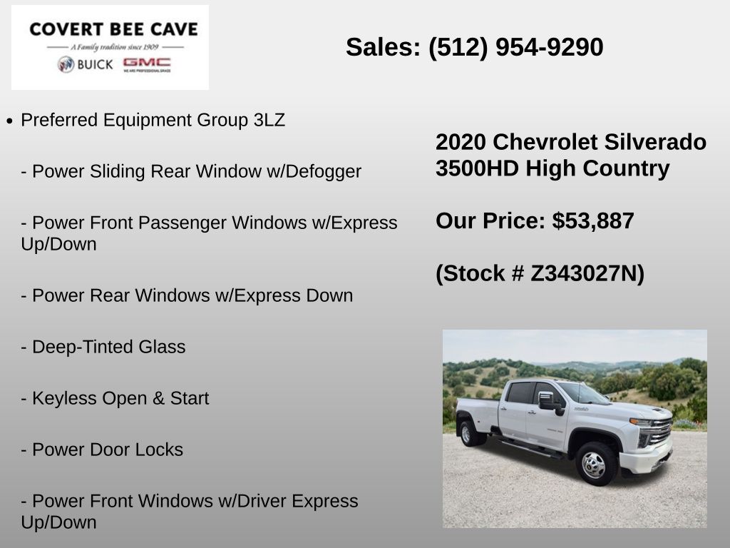 Used Car 2020 Chevrolet Silverado 3500hd  High Country For Sale Under $60,000 In Austin, Texas
