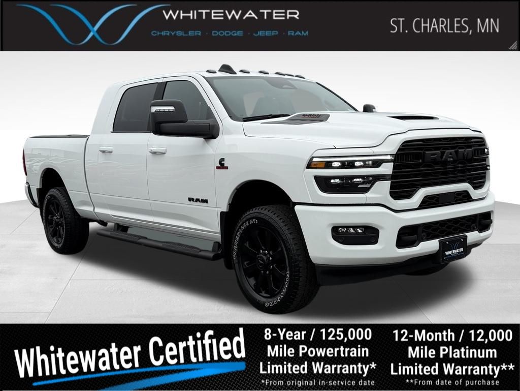 Bright White Clearcoat 2025 RAM 3500 Laramie Mega Cab 4WD Pickup Truck Four-Wheel Drive 8-Speed Automatic