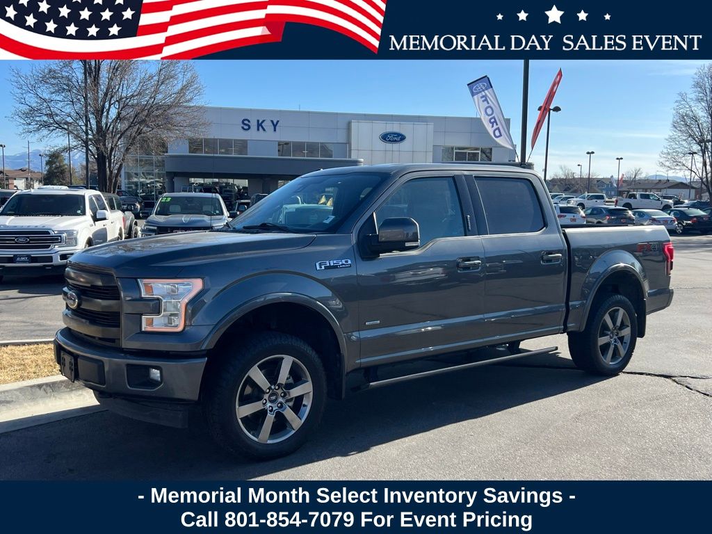 Gray 2017 Ford F-150 Lariat SuperCrew 4WD Pickup Truck Four-Wheel Drive Automatic