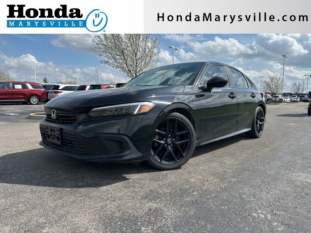 Crystal Black Pearl 2022 Honda Civic Sport FWD Sedan Front-Wheel Drive Continuously Variable Transmission