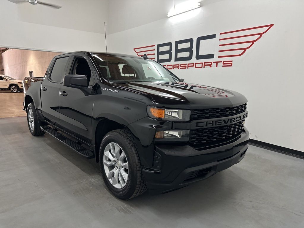 Black 2021 Chevrolet Silverado 1500 Custom Crew Cab RWD Pickup Truck 4X2 8-Speed Automatic